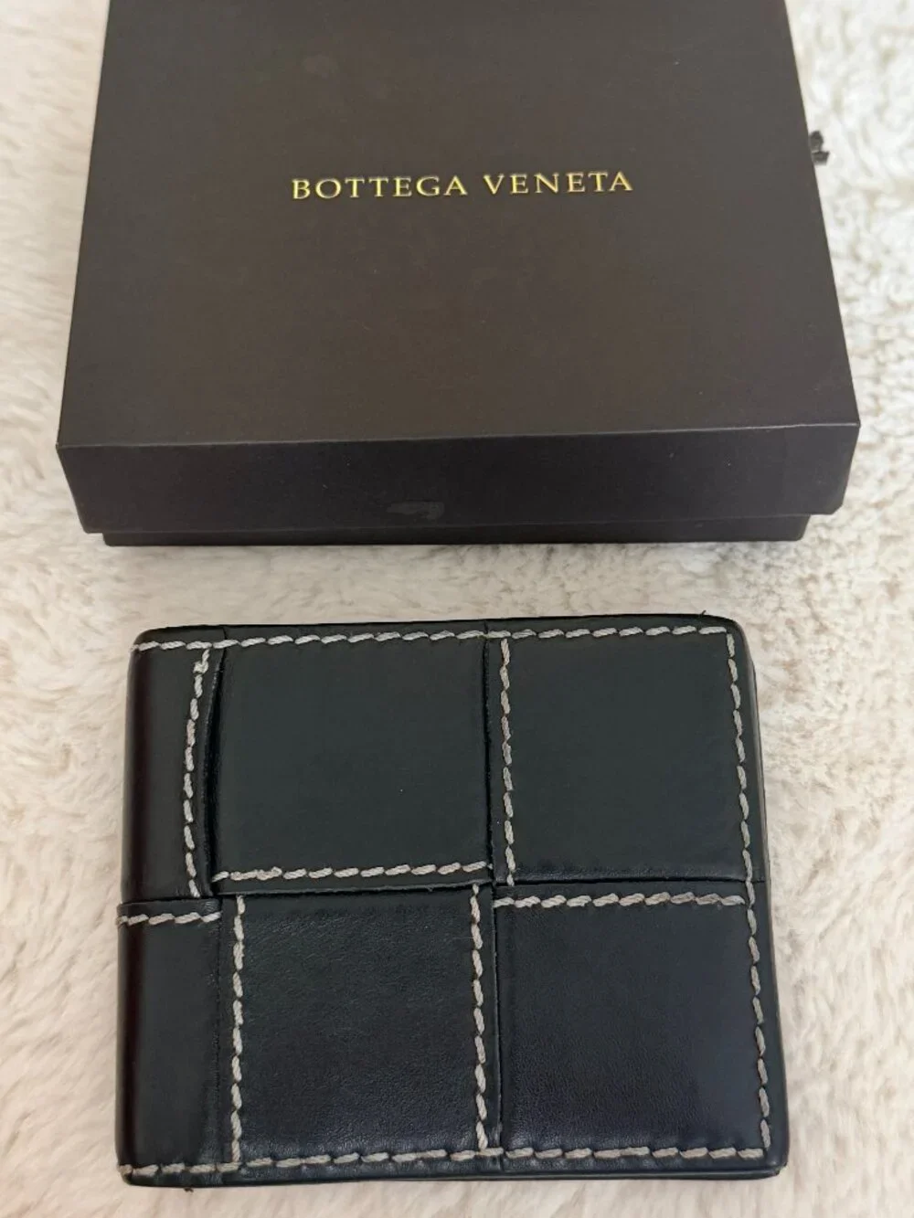 BOTTEGA VENETA Cassette Bi-fold Wallet Urban Leather Stitch
